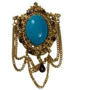 Vintage Costume Jewelry Florenza Brooch Pin Dangle *Miss Stone
