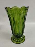 LOT Vintage Avocado Green Glass Vase & Bowls