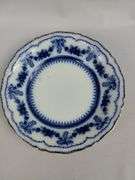 Antique Flow Glass Plates Blue Ornate Glenwood Johnson Bros. England