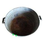 Large Galvanized Metal Tub Wooden Handle Red Stripe
