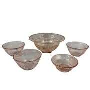 Antique Pink Depression Era Bowls Set of 5
