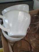 Pickers LOT: Vintage Glass Milk MCM Silver Cake Plate