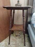 Antique End Table Plant Stand & Lamp