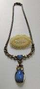 Jewelry Barclay Lavalier Blue Opalescent Moon Glow + Fern Pin