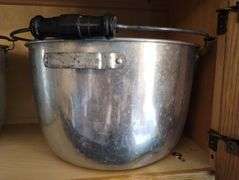 Vintage Large Century Aluminum Ware Pot No Lid Wood Handle Blk