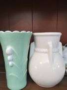 Pickers LOT: Vintage Vases Dish Milk Glass Polychrome Jars