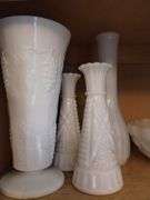 LOT Vintage Milk Glass Vases Bowl