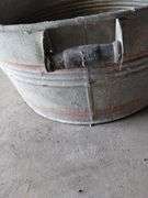 Large Galvanized Metal Tub Wooden Handle Red Stripe
