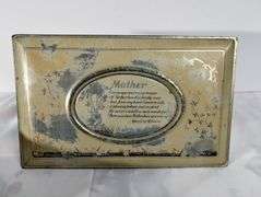 Antique Artstyle Chocolates Tin Mother Poem Plaque Lid with Stand