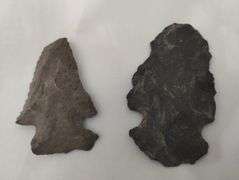 2 Primitive Notched Arrow Heads Indiana Native American