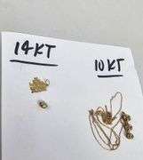 10KT Gold Necklace 14KT Charm Earring Back + 14KT Stud