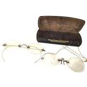 2 Antique Spectacles Pince Nez Hair Clip Gold