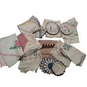 Lot Antique Embroidery Crochet Table Scarves Doilies