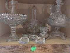 LOT Clear Glass Pedestals Salt Cellars Decanter