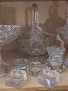 LOT Clear Glass Pedestals Salt Cellars Decanter