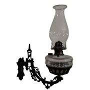 Antique Oil Lamp Cast Iron Wall Bracket Swing Arm Holder
