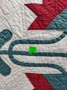 Hand Stitched Antique Quilt North Carolina Lily Pattern Red Green