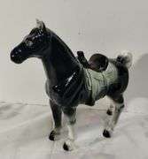 Ceramic Horse Black and White Japan *Repaired :(