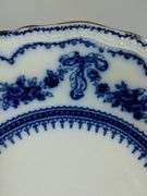 Antique Flow Glass Plates Blue Ornate Glenwood Johnson Bros. England