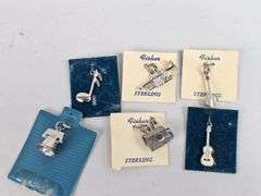 Vintage Sterling Charm Lot New Music Guitar Trumpet