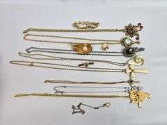 Vintage Jewelry Gold Necklaces Chunky Gem Owl Cross