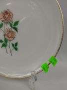 Vintage Fire King Rose Plate + 2 Pink Bud Vases