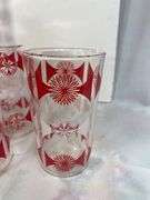 Vintage Anchor Hocking Red MCM Bar Glasses Set of 8 IOB