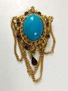 Vintage Costume Jewelry Florenza Brooch Pin Dangle *Miss Stone