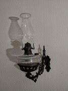 Antique Oil Lamp Cast Iron Wall Bracket Swing Arm Holder