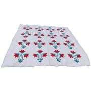Hand Stitched Antique Quilt North Carolina Lily Pattern Red Green