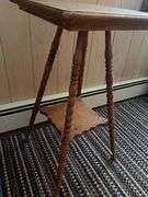 Antique Oak Wooden Spindle Leg Plant Parlor Table