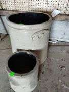 LOT Two Antique Salt Glaze Crocks Stoneware Colbalt 5 Marking