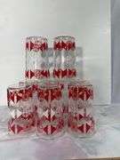 Vintage Anchor Hocking Red MCM Bar Glasses Set of 8 IOB