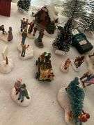 LOT Christmas Village Trees People Figures John Deere Accessory