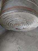 Large Galvanized Metal Tub Wooden Handle Red Stripe