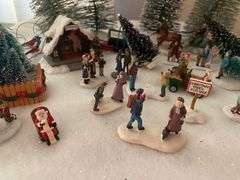 LOT Christmas Village Trees People Figures John Deere Accessory