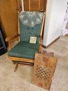 Green Padded Glider Chair + Checkers Table