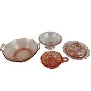 Antique Depression Era Pink Glassware 4 Pc Lot