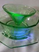 Heisey Glass Octagon Bowl Plate URANIUM Federal Sherbet
