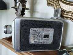 Vintage Kodak Brownie Camera + Wood Brass Candlesticks + Shelf