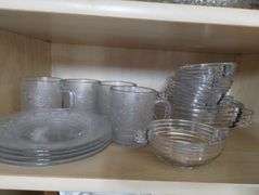 Anchor Hocking Manhattan Art Deco Bowl Set + Cups Saucers