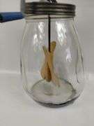 Antique Blow Butter Churn Britain Wood Paddle Glass Jar