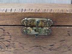 Antique Flemish Art Wooden Pyrography Rose Floral Painted Carved Box & Cane