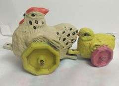 Vintage Antique Rubber Hen & Chicks Easter Train Bunny Lead Paint