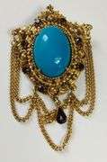 Vintage Costume Jewelry Florenza Brooch Pin Dangle *Miss Stone
