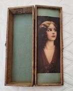 Antique Flemish Art Wooden Pyrography Rose Floral Painted Carved Box & Cane