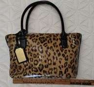 Ralph Lauren Hand Bag Leopard Cheetah Print Gold Metal Tag