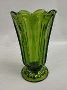 LOT Vintage Avocado Green Glass Vase & Bowls