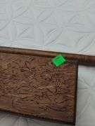 Antique Flemish Art Wooden Pyrography Rose Floral Painted Carved Box & Cane