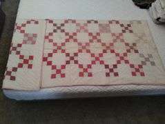 Irish Chain Quilt Hand Stitched Antique